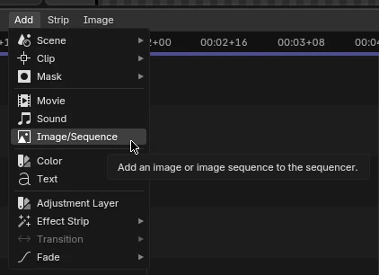 Add image sequence in BLender video editor Add image sequence in BLender video editor