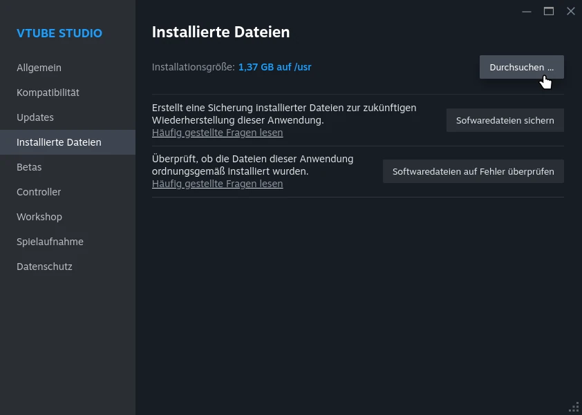 VTube Studio Installed Files