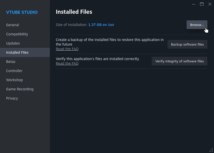 VTube Studio Installed Files