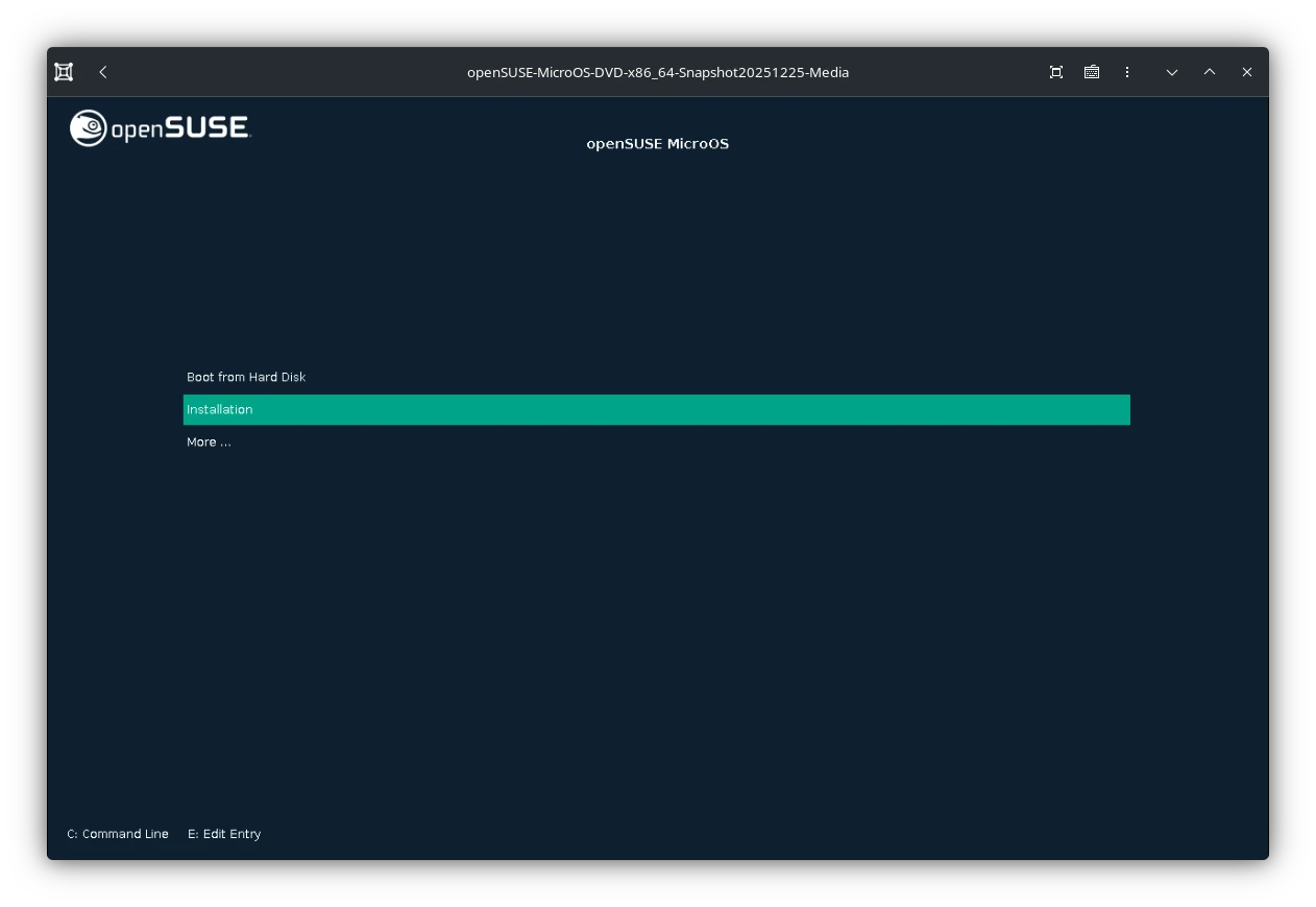openSUSE MicroOS GRUB Screen